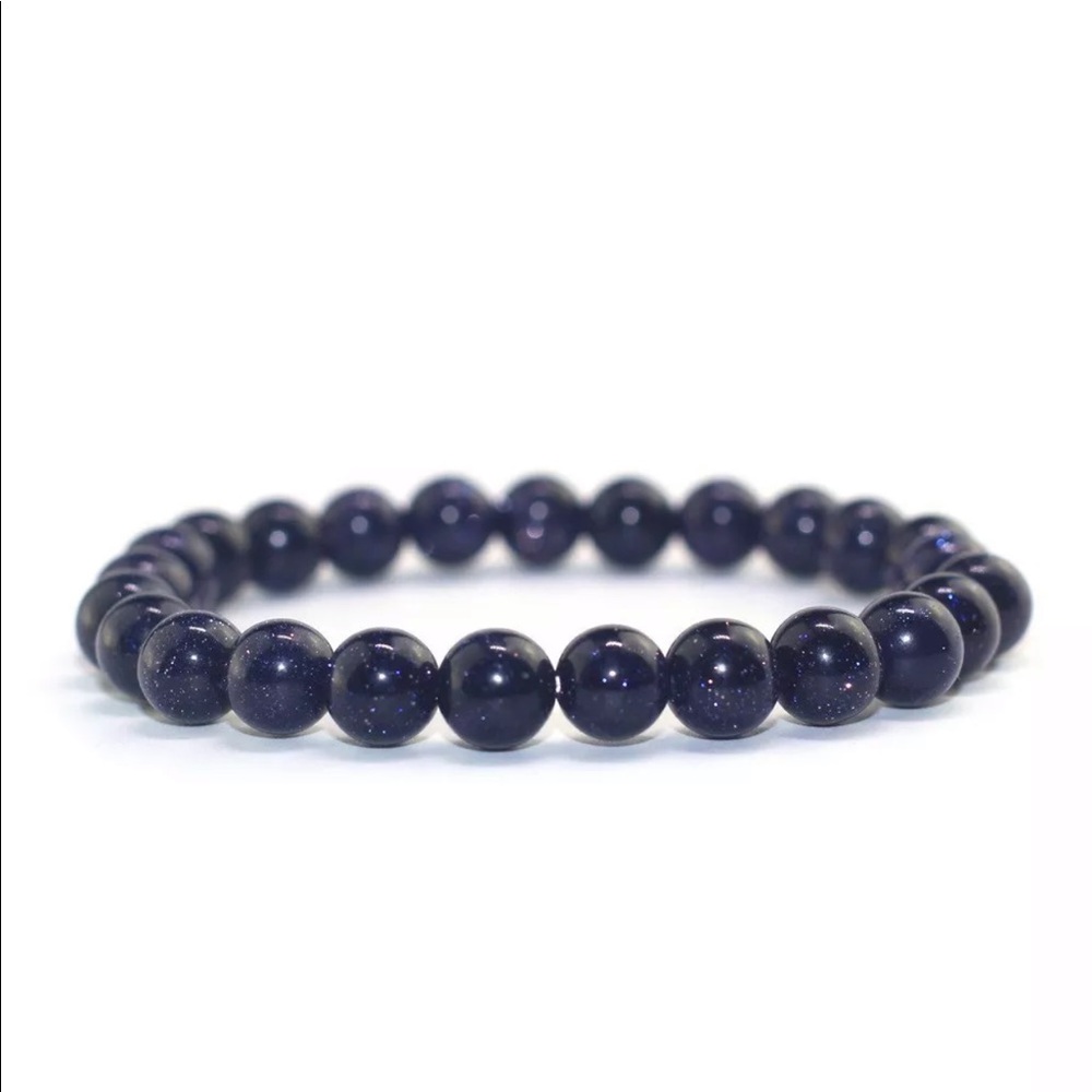 Blue Sandstone Bead Bracelet